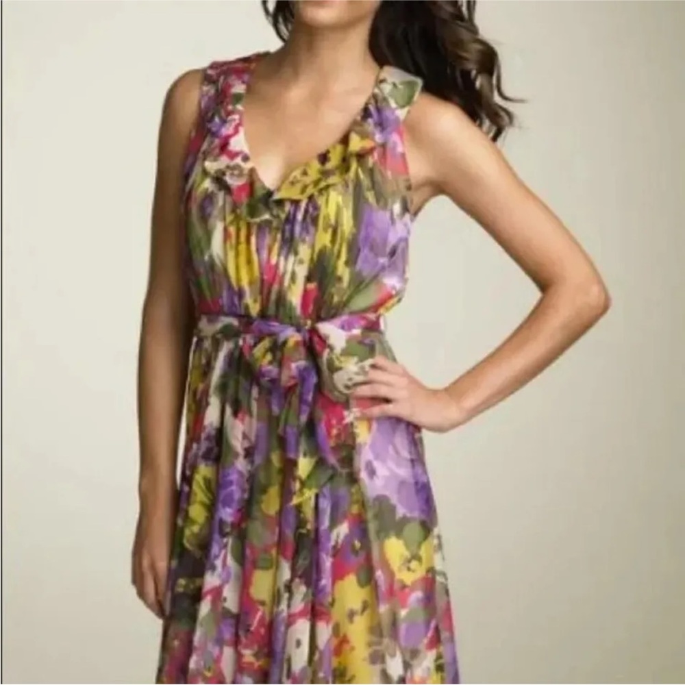 Suzi Chin for Maggy Boutique floral silk dress size 12